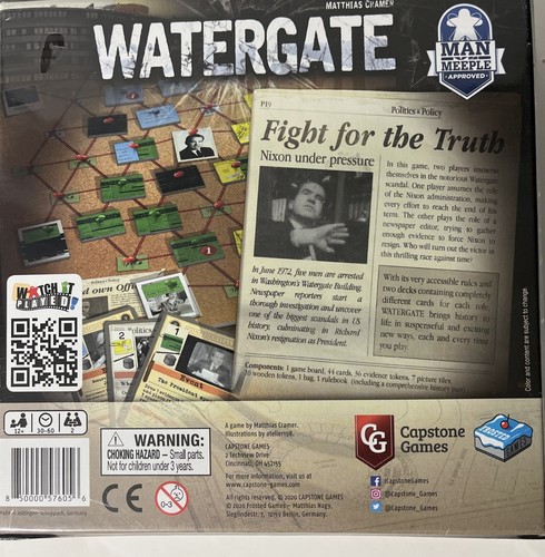 Watergate Board Game By Capstone Games Factory Sealed 2020 - Picture 2 of 3