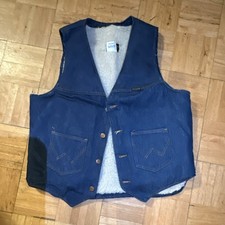Vintage Wrangler Denim Sherpa Lined Men s Vest Button Closure