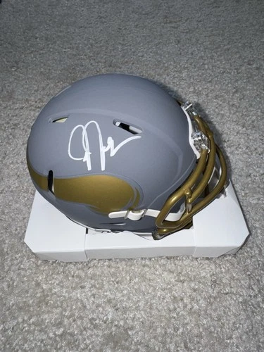 Justin Jefferson Signed Autographed Minnesota Vikings SLATE Mini Helmet - BAS