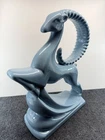 Vintage 1989 Haeger Pottery Ram Ibex Figurine Blue Art Deco Sculpture 19" Tall