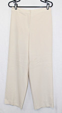 St John Sz 10 28x28 Ivory Cream Lined Knit Wide Leg Pants Zip Front