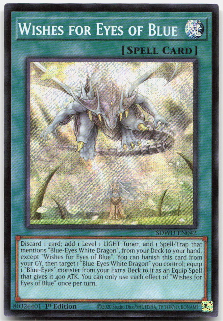 Wishes for Eyes of Blue SDWD-EN042 YuGiOh Structure Deck: Blue Eyes White Destiny trading card — raw and PSA graded price guide