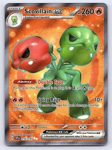 ⭐ Scovillain ex 216/191 Holo Ultra Rare Surging Sparks Pokemon Near Mint