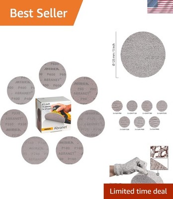 Abranet Sanding Mesh Discs - Assorted Grits 80, 120, 180, 240, 320, 400, 600-...