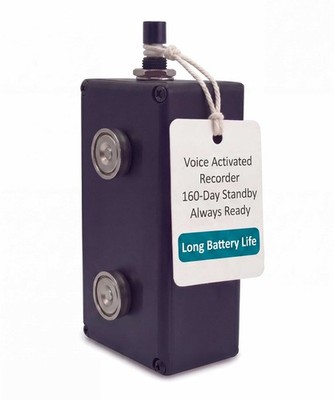 Black Vox Voice Activated Digital Audio Recorder Long Battery Life with Magnet