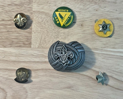 Vintage Lot of Boy Scout BSA Lapel Pins & Neckerchief Slide Turks Knot