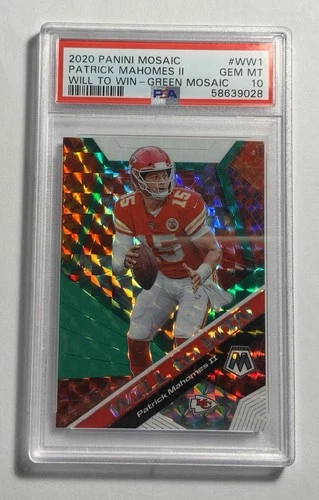 2020 Panini Mosaic - Will to Win Patrick Mahomes II Green Mosaic Prizm PSA 10