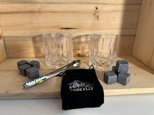 Premium Whiskey Stones Set &ndash; 2 Glasses, Reusable Chilling Stones, Wood Gift Box