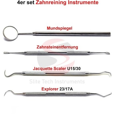 4er Set Dental Zahnreiniger   Zahnsteinentferner Sonde & Mundspiegel Zahnpflege