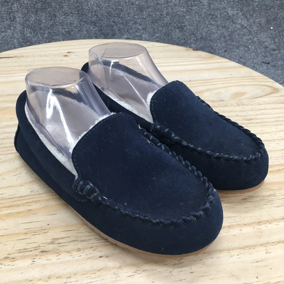 Zapatillas Lands End para mujer 5 informales sin cordones forrados mocasines planos azul gamuza Foto 3 de 4