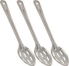 Pack of 3 Metal Slotted Perforated Spoons Long Cooking Serving Utensils