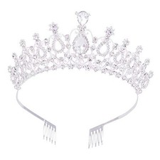 Crystal Tiaras and Crowns for Women Queen Silver Rhinestone Hair Jewelry