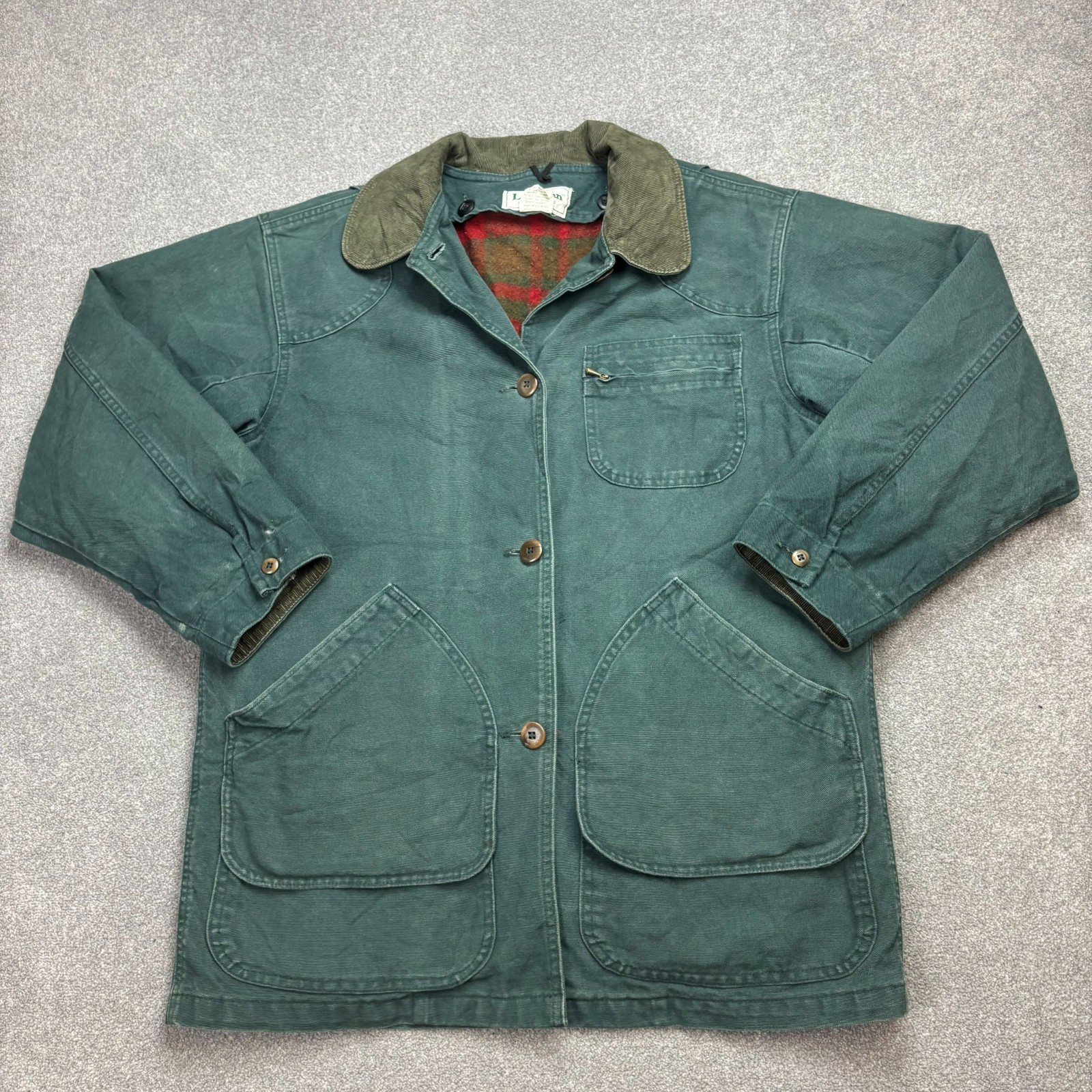 LL Bean Jacke Damen Medium grün Jagd Canvas Barn Chore Cord USA Lady*