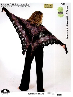 Plymouth Yarns Knitting Pattern #P478 Butterfly Shawl - Image 1 of 2