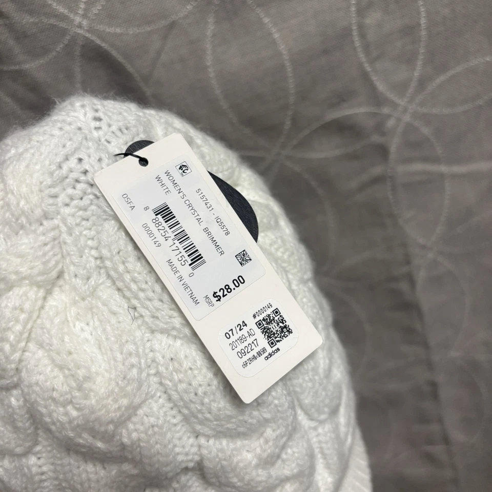 Nuevo con etiquetas Adidas Para mujeres Forrado de Vellón Sombrero Gorro Gorra Nuevo Ala Exterior OS Blanco Foto 3 de 4