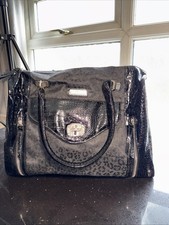 Jane Norman Vintage Tote Bag/holdall Black Leopard Print Bag