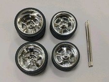 Jada Toys 1:24 Scale Chrome 5 Spoke Replacement Car Wheels Tires Axels
