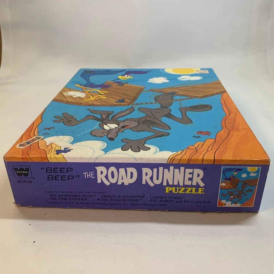 Rompecabezas Road Runner Coyote Looney Tunes 1982 de colección Milton Bradley 100 piezas 14"x18" Foto 2 de 4