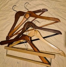 Lot 6 Vintage Wooden Hangers for suits, coats, dresses, trousers