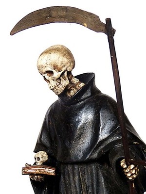 MEMENTO MORI + HOLZ GESCHNITZT + GEVATTER TOD + VANITAS + TOD mit SENSE