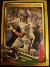 justin jefferson 2025 score gold foil 008/499& 2020 score rookie 2bonus card. rookie card picture