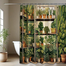 Botanical Shower Curtain Green Nature Plant Greenery Floral Bathroom Decor
