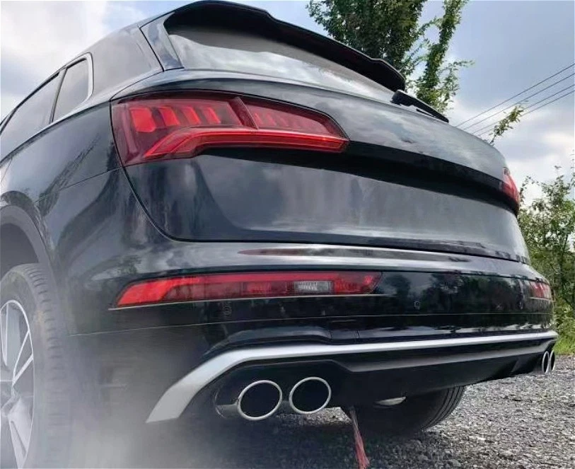 For Audi Q5 SQ5 2018-2022 Black+Silver Rear Bumper Diffuser Lip&Tail throat - Image 4 of 4