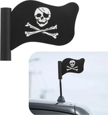 2pcs Pirate Flag Car Antenna Topper Skull Crossbones Auto Antenna Decor