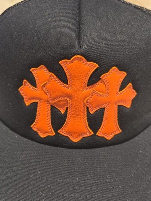 NEW CH Chrome Hearts Black Orange Cross Patches Cap Mesh Trucker