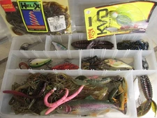 Plano Tackle Box Filled With 5 Hard and 10+ Soft Baits Fishing Lures Bass-Lake