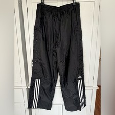 Adidas Tear Away Snap Track Pants Black White Stripes Y2K ACD001 Men's Large Vtg