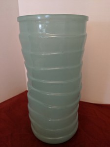 Vintage Teal Turquoise Hoosier Glass Ribbed Vase 8-1/2 ...