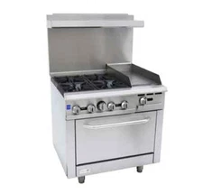 Falcon Food Service 36" (4) Burner Gas Range w/ 12" Right Side Griddle & Oven