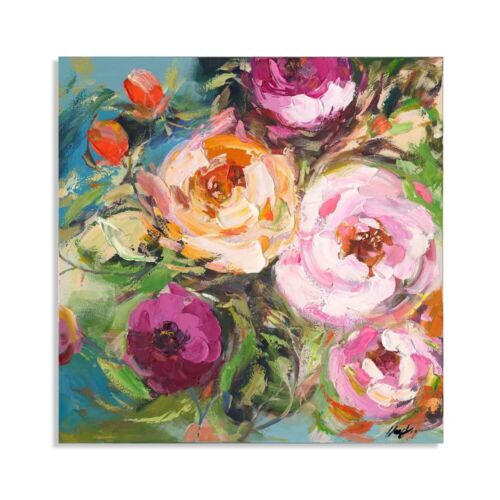 Vibrant Floral Canvas Wall Art - Abstract Flowers Pictures for Home and Offic...
