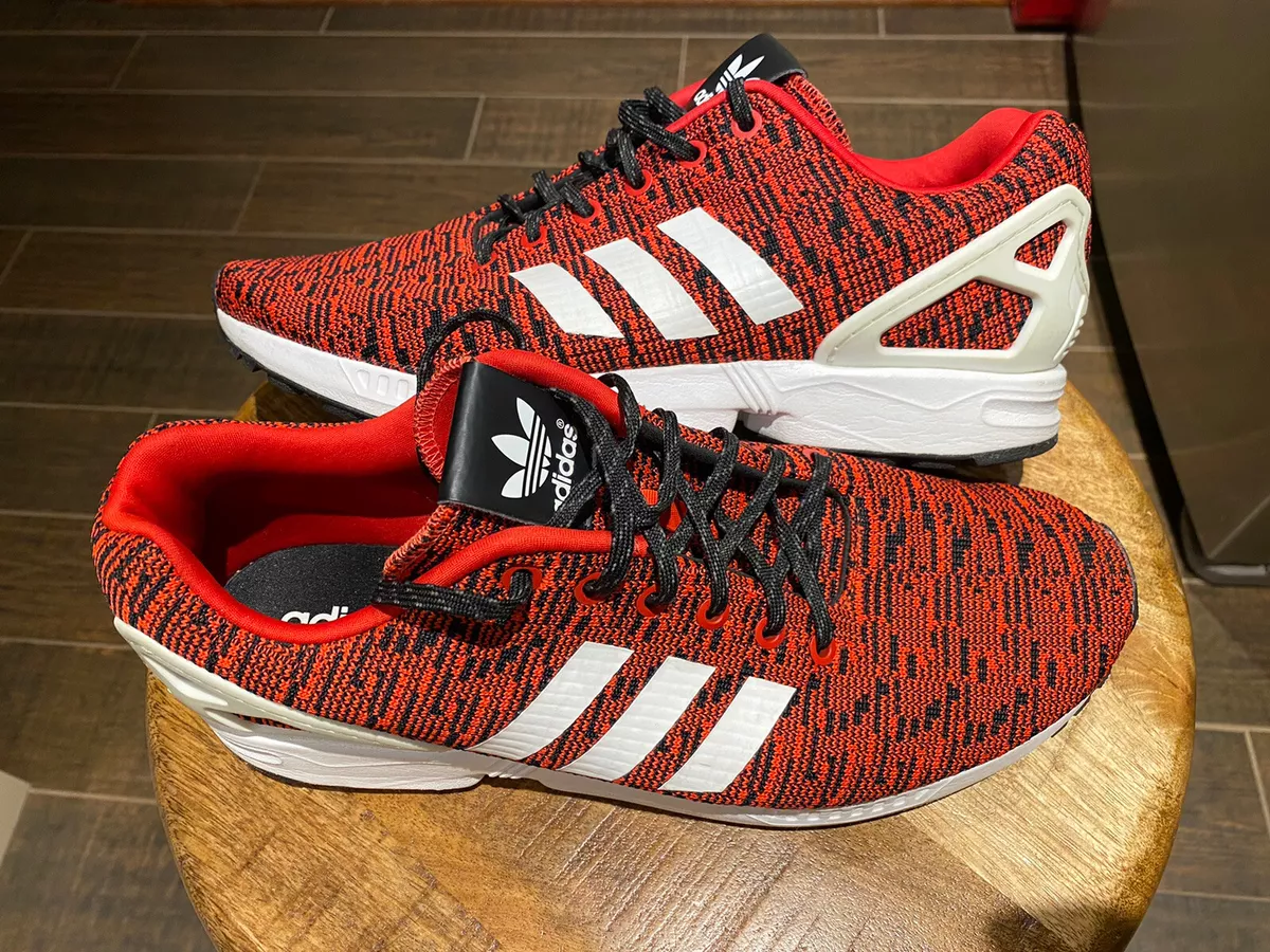 Adidas Men Zx Flux Red White Black Primeknit Torsion Athletic Shoes Sz  10.5Mint | eBay