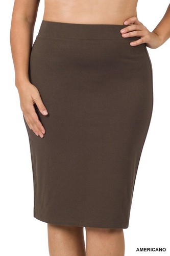 Pencil skirt high waist midi knee length straight career casual PLUS size skirt - Picture 2 of 5