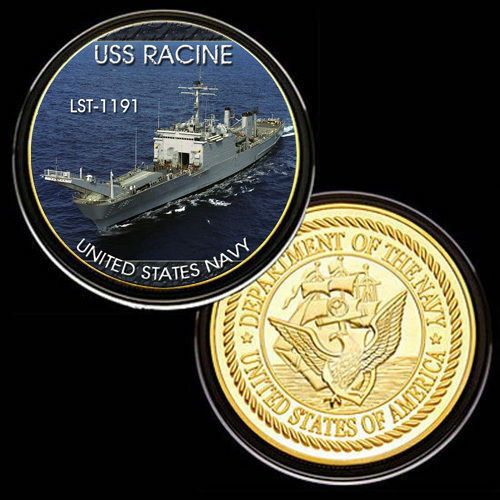 U.S. United States Navy | USS Racine LST-1191 | Gold Plated Challenge Coin