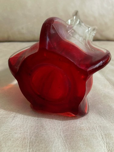 Wunderschöne MURANO Glas Vase Roter Farbverlauf 30cm asymmetrisch aus Nachlaß - 第 12/13 張圖片
