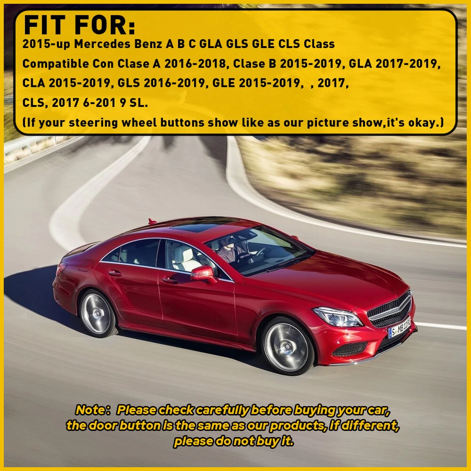 Botón volante moldura plateada para Mercedes Benz GLC C Clase W205 2015-2018 Foto 2 de 4