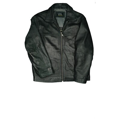 Camel Active Mens Lamb Nappa Leather Quilted Jacket Aviator 48 M L Black Excellent
