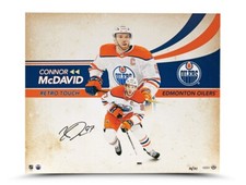 AUTO UDA LE197 CONNOR MCDAVID EDMONTON OILERS RETRO TOUCH 24X20 UNFRAMED COLLAGE