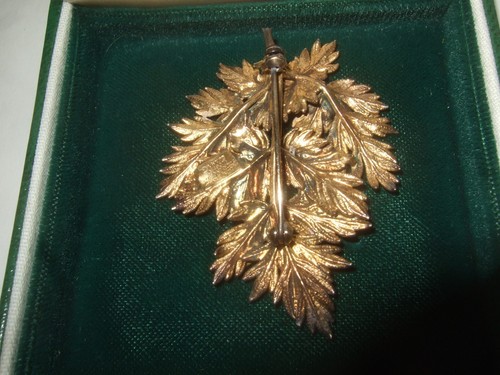 Vintage Denmark Flora Danica Pin Sterlingsilber bedeckt Blatt getaucht in 24K Gold - Bild 9 von 13
