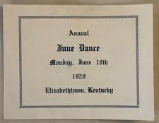 Elizabethtown, Kentucky Annual June Dance, Joplin Hotel, 1928 Brochure