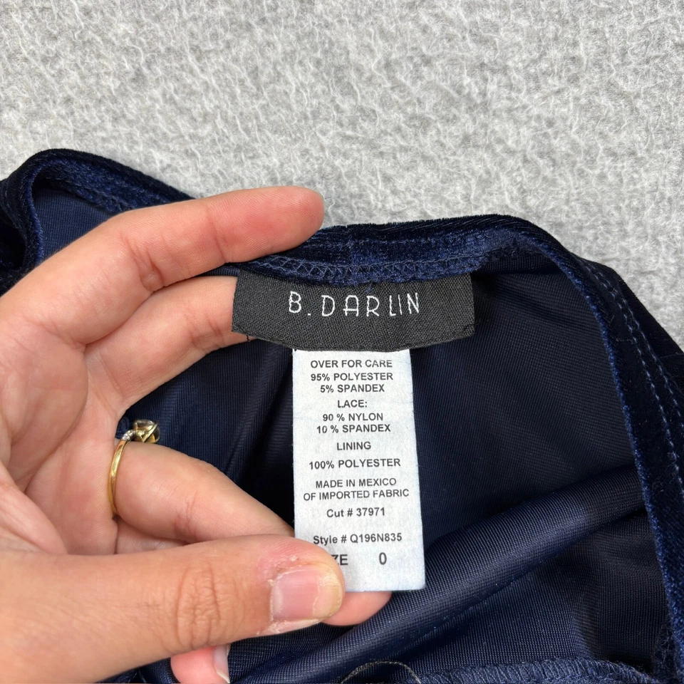 Vestido B Darlin Mujer 0 Azul Terciopelo Recorte Espalda Boda Fiesta Baile Formal Estirado Foto 3 de 4