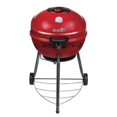 Red Porcelain Coated Steel Freestanding Cart Kettle Charcoal Grill Outdoor BBQ