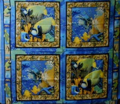 1 yard Coral Seas Tropical Fish Pillow Panel Fabric