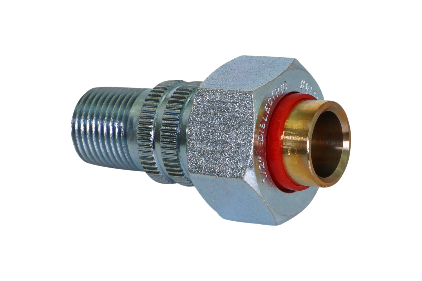 1/2"in-3/4"in Dielectric Union Pipe Fitting MIP x SWT Brass x Zinc Coat Steel