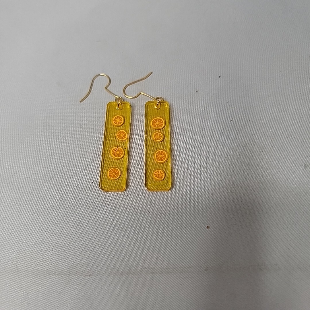 Handmade Resin Dangly Yellow Rectangular Earrings… - image 3