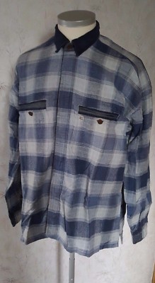 Pioneer Herren Hemd kariert mit Cordkragen ,etwas angerauht , Größe: L blau