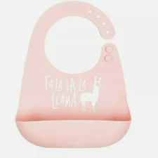 Tunno Tots Silicon Bib Baby Girl Christmas Holiday Pink Bib